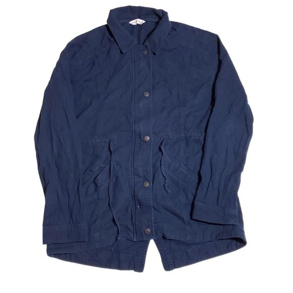 Abercrombie Full Zip Light Twill Utility Shirt Jacket Shacket Blue Women's Small - Picture 1 of 12
